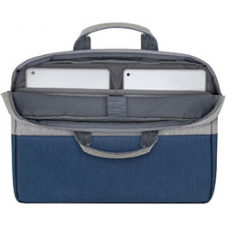 Rivacase 7532 Αδιάβροχη Τσάντα Laptop Ώμου 15.6" Grey / Dark Blue