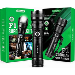 GERLAX F1 Φακός / Super Light 2200mAh Power Flashlight 8.8H - Χρώμα : Μαυρο