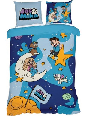 FIRSTGRADE - Jas&Mika Bedsheet Blue - 140 x 200 cm (26-JM-BEDSHEET-BLUE) - Baby and Children