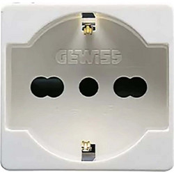 ITALIAN/GERMAN STANDARD SOCKET-OUTLET 250V ac - 2P+E 16A DUAL AMPERAGE - P40 - 2 MODULES - SYSTEM WHITE