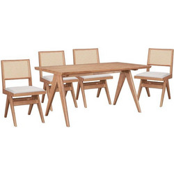 pakoworld 247-000011 - Τραπεζαρία Winslow pakoworld σετ 5τεμ ξύλο rubberwood ανοιχτό καρυδί 160x85x75εκ