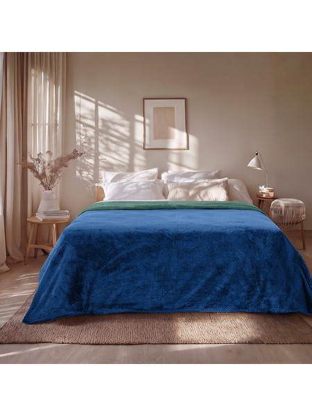 Κουβέρτα Υπέρδιπλη Διπλής Όψεως Art 11601 Jacquard Fleece 700gsm Fiesta Plus 220x240εκ Μπλε/Πράσινο