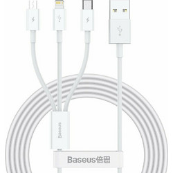 Baseus Superior Series Regular USB to Type-C / Lightning / micro USB Cable 3.5A Λευκό 1.5m (CAMLTYS-02)