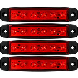 JN-2853-91 Φώτα Όγκου Φορτηγού 6LED 12-24V 4 Τεμαχίων Κόκκινα