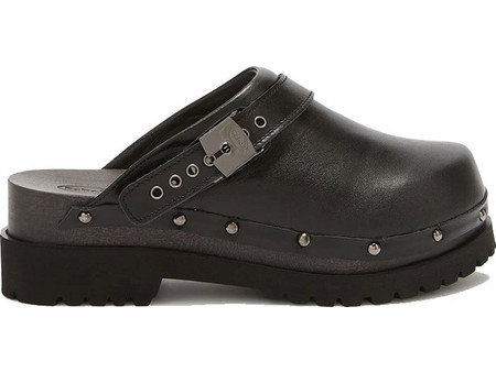 Pescura Cindy Leather wooden clogs with tank sole & back strap Scholl Μαύρο
