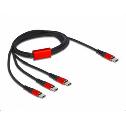 DeLock Regular USB to 3x Type-C Cable Μαύρο 1m (86713)