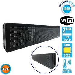 GLOBOSTAR DISPLAY Κυλιόμενη Ψηφιακή Επιγραφή P10 Διπλής Όψης LED AC 220-240V Αδιάβροχο IP65 Πορτοκαλί - WiFi Control μέσω FK APP, 150W, Μ104 x Π12 x Υ20cm