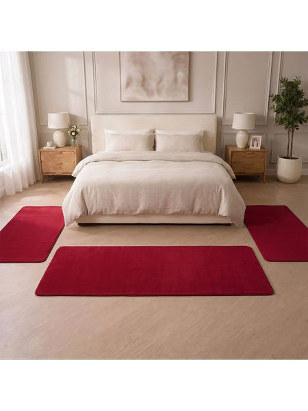 Σετ Κρεβατοκάμαρας 3τμχ Shaggy Soft Touch Μπορντό (2x70x130 + 1x70x200cm) J03-WINERED-SET