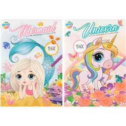 Μπλοκ Ζωγραφικής Moxy Glitter Colouring & Sticker Book A4 24 Φύλλα