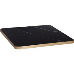 ΕΠΙΦΑΝΕΙΑ ΤΡΑΠΕΖΙΟΥ SINTERED STONE HM6654.13 BLACK MARBLE-ΠΛΑΙΣΙΟ ALU ΧΡΥΣΟ 70x70εκ