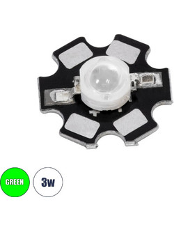 GLOBOSTAR(R) STARCHIP 73750 High Power Star LED 3W 160-180lm 180 DC 3.2-3.4V 600-700mA IP20 Πράσινο Dimmable - Sanan Chip - Μ2 x Π2 x Υ0.6cm