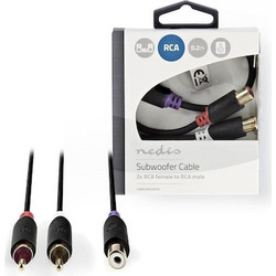 Nedis Cabw24020at02 Subwoofer Cable 2x Rca Male - Rca Female 0.2 M