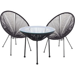 ArteLibre Ganymede Σετ Τραπεζαρία Κήπου Rattan 3τμχ Μαύρο 14990068