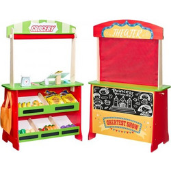 VEVOR Wooden Puppet Theater with Curtains Single Cabinet