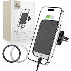 Tech-Protect CW19 MagSafe Magnetic Car Holder with 15W Inductive Charger for Air Vent Black