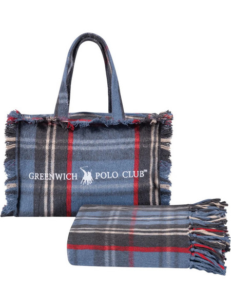 Σετ Ριχτάρι με Τσάντα Μεγάλη Greenwich Polo Club 2530 Blue-Red 130x170,40x32x15