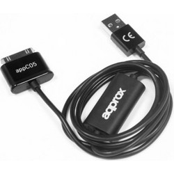 Approx USB to 30-Pin Cable Μαύρο for Samsung Galaxy Tab 1m (APPC05)