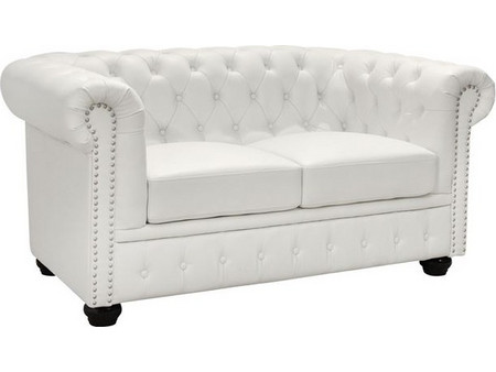 HomeMarkt Διθέσιος Καναπές από Δερματίνη Λευκός 155x90x73cm HM3010.02
