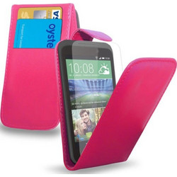 Δερμάτινη Θήκη Flip για HTC Desire 320 Ρόζ (ΟΕΜ)