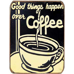 Ρετρό μαγνητάκι ψυγείου χειροποίητο coffee brings good things 6x8 εκ