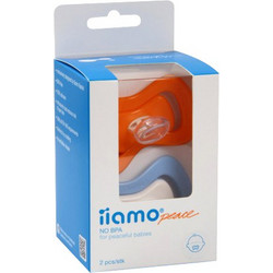 Iiamo Peace Ορθοδοντικές Πιπίλες Σιλικόνης 0-6m Μπλε Πορτοκαλί 2τμχ