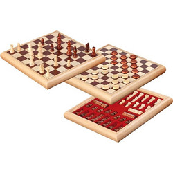 Philos Holzbox Σκάκι - Ντάμα Ξύλινο με Πιόνια & Πούλια 29x29cm PHI2803