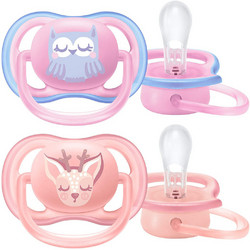 Philips Avent Ultra Air Ανατομικές Ορθοδοντικές Πιπίλες Σιλικόνης 0-6m Owl Girl 2τμχ