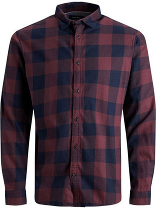 Jack & Jones Ανδρικό Πουκάμισο Βαμβακερό Καρό Μακρυμάνικο Slim Fit Μπορντό 12181602