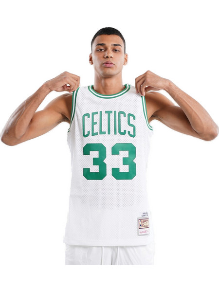 Mitchell & Ness NBA Larry Bird Boston Celtics 1985-86 Swingman Ανδρικό Αθλητικό T-Shirt Λευκό SMJYGS18141-BCE85LBI