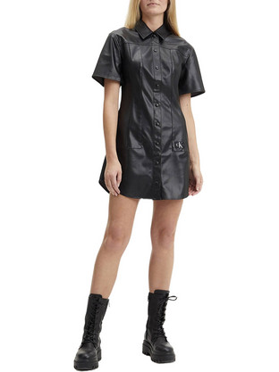 Calvin Klein Mini Καθημερινό Φόρεμα Δερμάτινο Μαύρο J20J221388-BEH