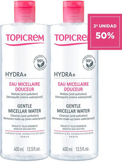 Topicrem Gentle Micellar Water Ντεμακιγιάζ 2x400ml