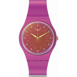Swatch Γυναικείο Ρολόι με Φούξια Καουτσούκ Λουράκι SO28P110