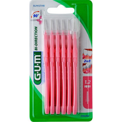Gum Bi-Direction Fine Μεσοδόντια Βουρτσάκια 1.2mm Ροζ 6τμχ