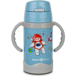 Nava We Care Παιδικό Μπουκάλι Θερμός Ανοξείδωτο BPA Free με Καλαμάκι Μπλε 300ml