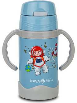 Nava We Care Παιδικό Μπουκάλι Θερμός Ανοξείδωτο BPA Free με Καλαμάκι Μπλε 300ml