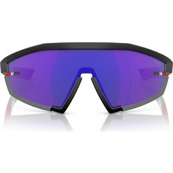 Prada PS03ZS 1BO05U Ανδρικά Γυαλιά Ηλίου Μάσκα Κοκάλινα Μαύρα με Μπλε Καθρέπτη Φακό