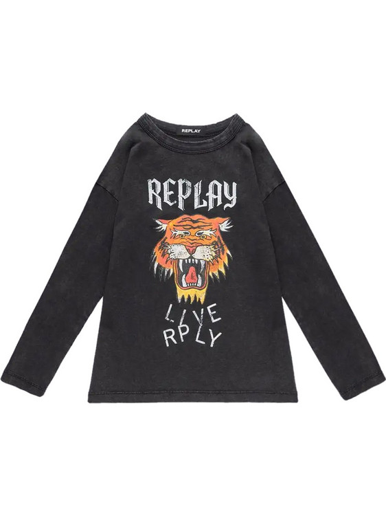 Replay Παιδικό T-Shirt Μακρυμάνικο Μαύρο SB7117-050-2660M-098