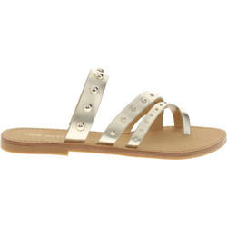 Nine West CLARA Δερμάτινα Γυναικεία Σανδάλια Χρυσά
