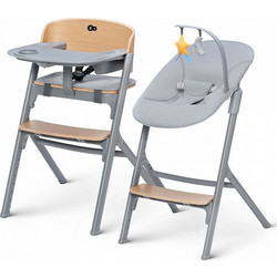 Kinderkraft Livy Καρεκλάκι Φαγητού Ξύλινο Καφέ Γκρι + Relax