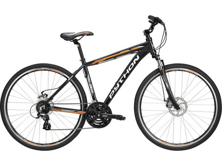 Python Bikes Quantum 8200 Gents 2023 Ποδήλατο Trekking 28" με 24 Tαχύτητες και Δισκόφρενα Μαύρο Πορτοκαλί