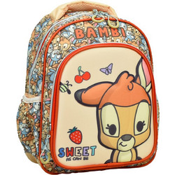 Gim Animals Bambi Σχολική Τσάντα Πλάτης Δημοτικού Μπεζ 341-22054