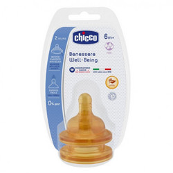 Chicco Well-Being Θηλή Καουτσούκ για Μπιμπερό 6m+ Υ-Cut 2τμχ