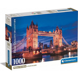 Puzzle Clementoni Compact Box High Quality Collection Γέφυρα Του Λονδίνου Τη Νύχτα 1000 Κομμάτια