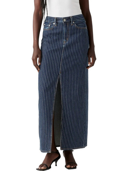 Levi's Μακριά Φούστα Τζιν Ψηλόμεση Pencil Ριγέ Navy Μπλε A7512-0009