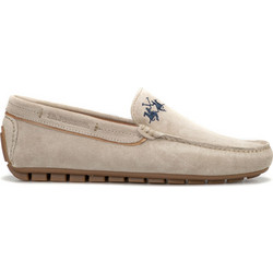 La Martina Ανδρικά Μοκασίνια Loafers Καστόρινα Εκρού LFM221110-3320