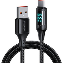 Mcdodo CA-1080 Braided LED USB-A to USB-C 66W 1.2m Black 6921002610803