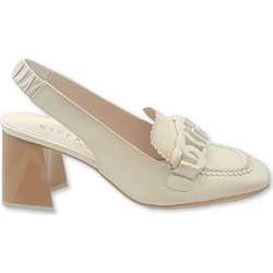 Hispanitas Malta Γόβες Slingback Δερμάτινες με Χοντρό Χαμηλό Τακούνι Εκρού HV243317