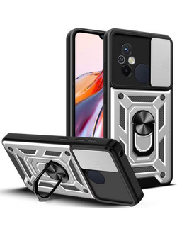 Bodycell Armor Slide Ring Holder Back Cover Silver (Xiaomi Redmi 12C)