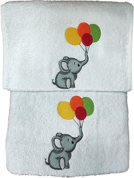 Joli Elephant Σετ Βρεφικές Πετσέτες 2τμχ 500gr/m² Γκρι