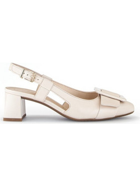 Gabor Ανατομικές Γόβες Slingback Δερμάτινες με Χοντρό Χαμηλό Τακούνι Εκρού 42.262.53